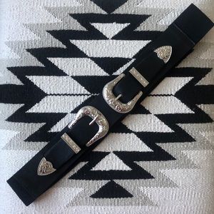 Fashion Nova Double It Up Belt - Black & Silver